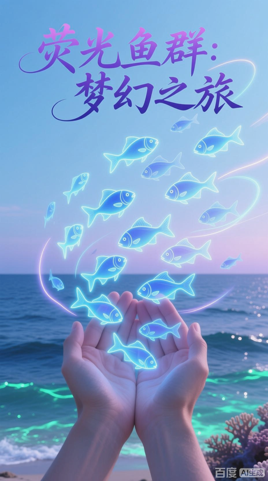 荧光鱼群，梦幻海洋之旅