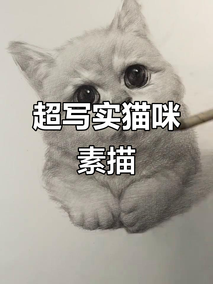 素描猫咪大眼萌,超写实画法全解析