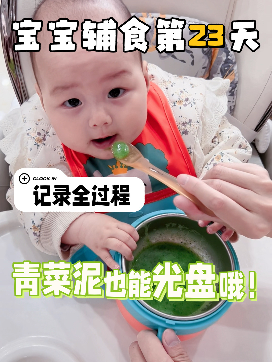 辅食第23天|6M+23青菜泥最后一天