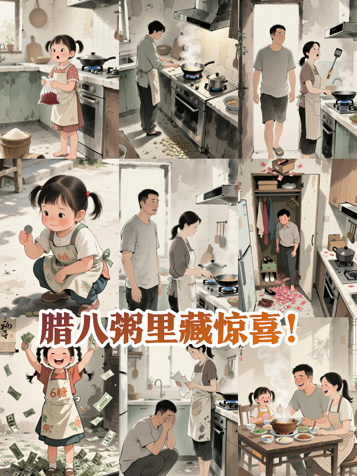 萌娃熬腊八粥竟煮出爸爸私房钱，全家傻眼了