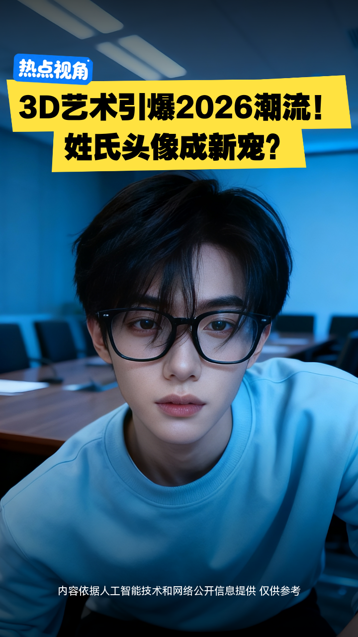 3D艺术引爆2026潮流！姓氏头像成新宠？