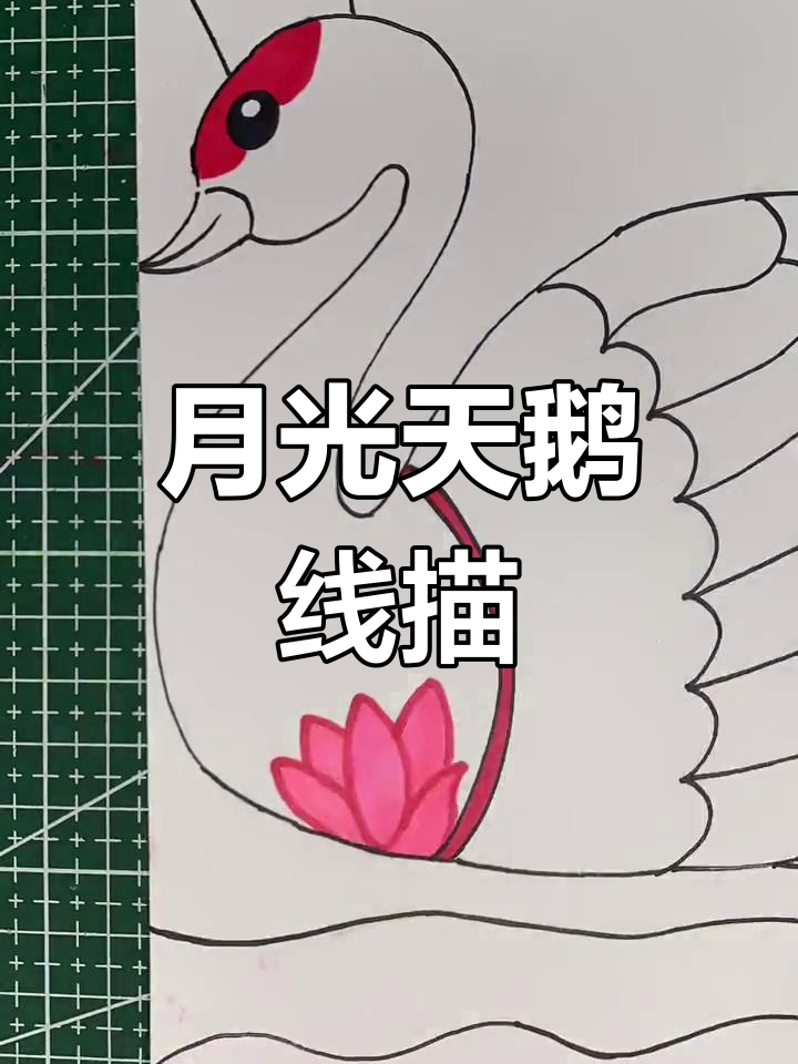 创意线描:月光下的白天鹅