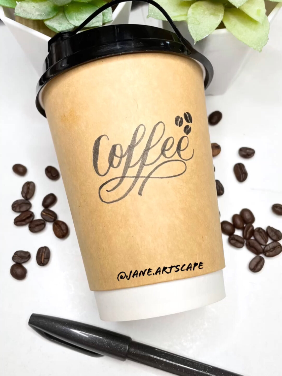 Coffee 咖啡手写英文花体字