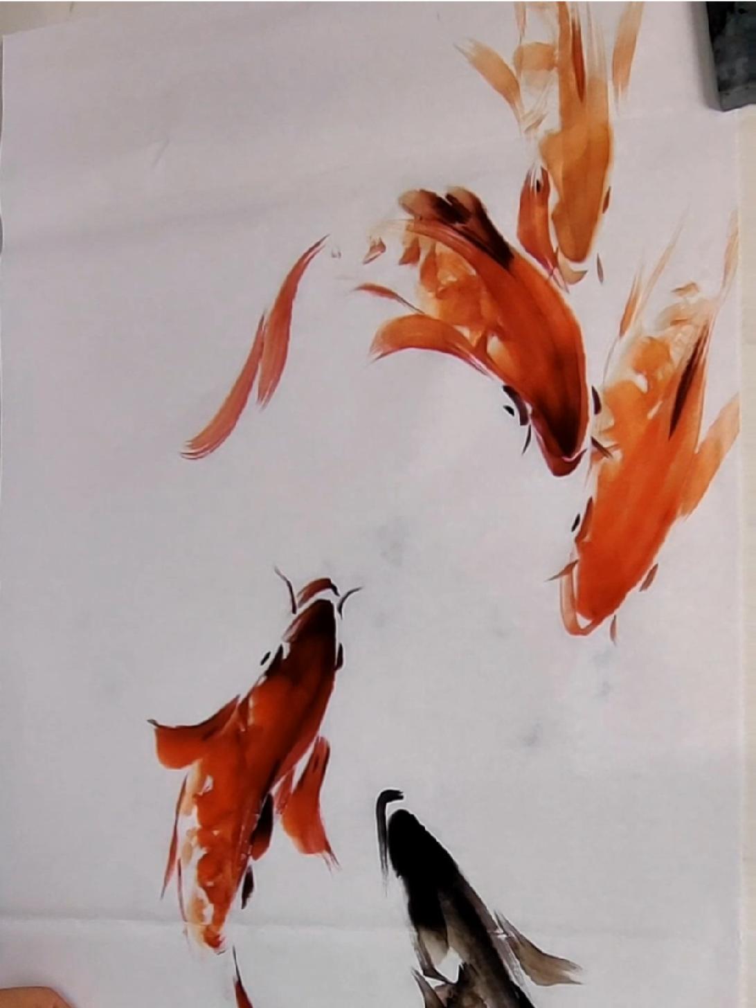 国画鲤鱼画法 国画教程 一起学画画 齐白石