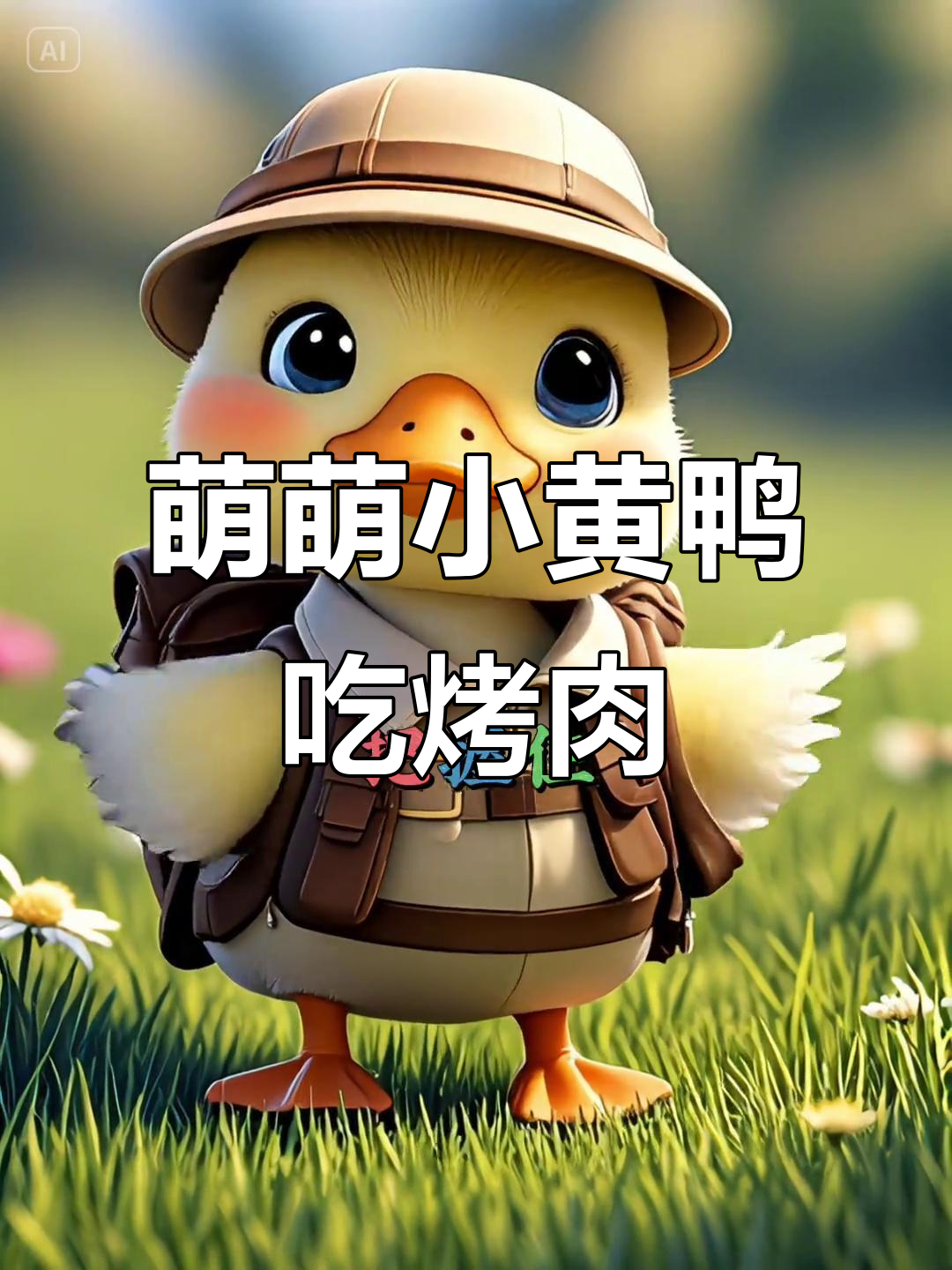 小黄鸭萌态百出,吃烤肉也能这么可爱!