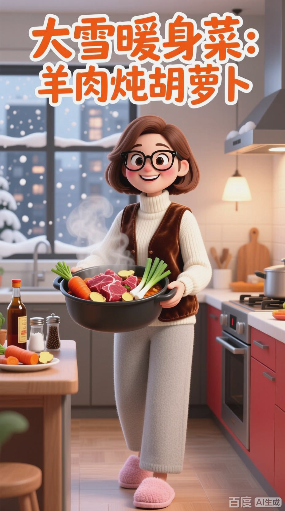 大雪羊肉炖胡萝卜，暖身又营养