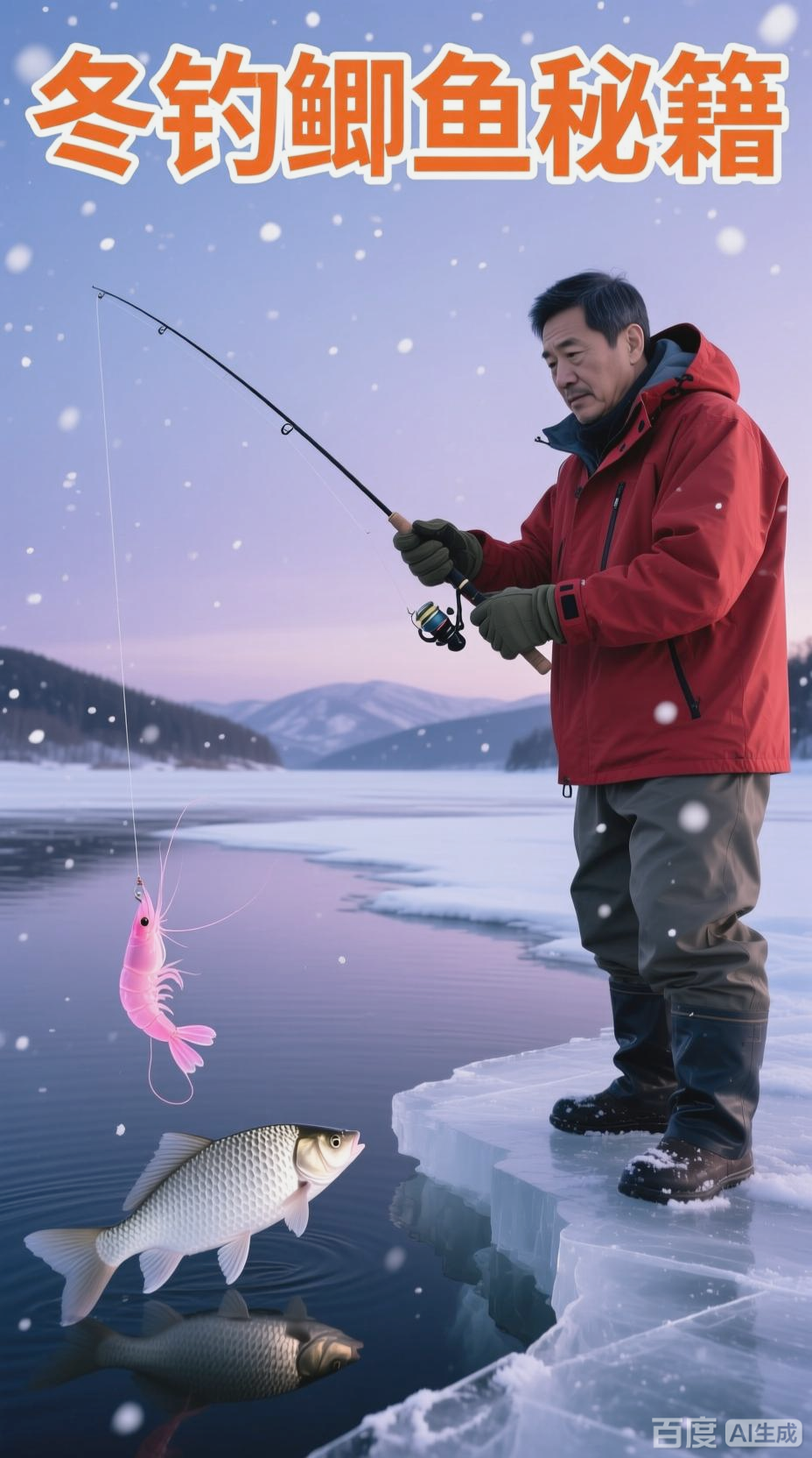 冬钓大鲫，虾饵连竿秘诀