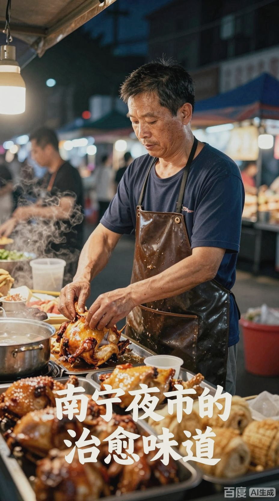 南宁夜市美食,鲜活烤鸡与椰子鸡火锅