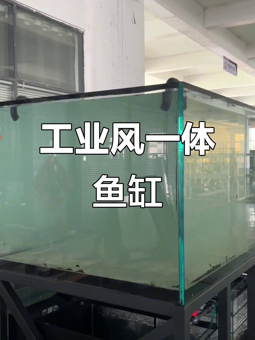 一体拉筋工业风鱼缸,超白玻璃与双水泵设计