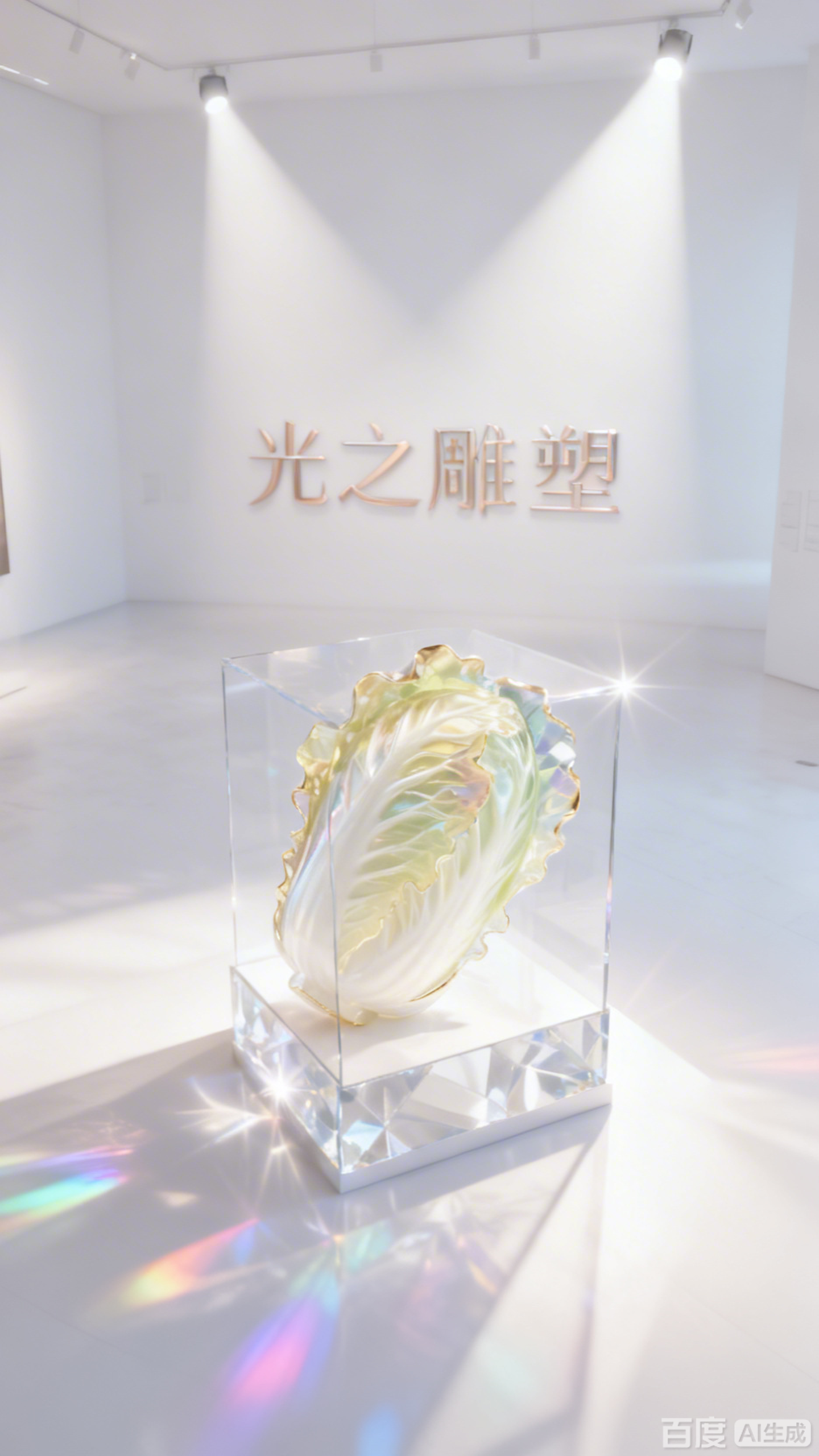 超写实水晶金边白菜艺术品