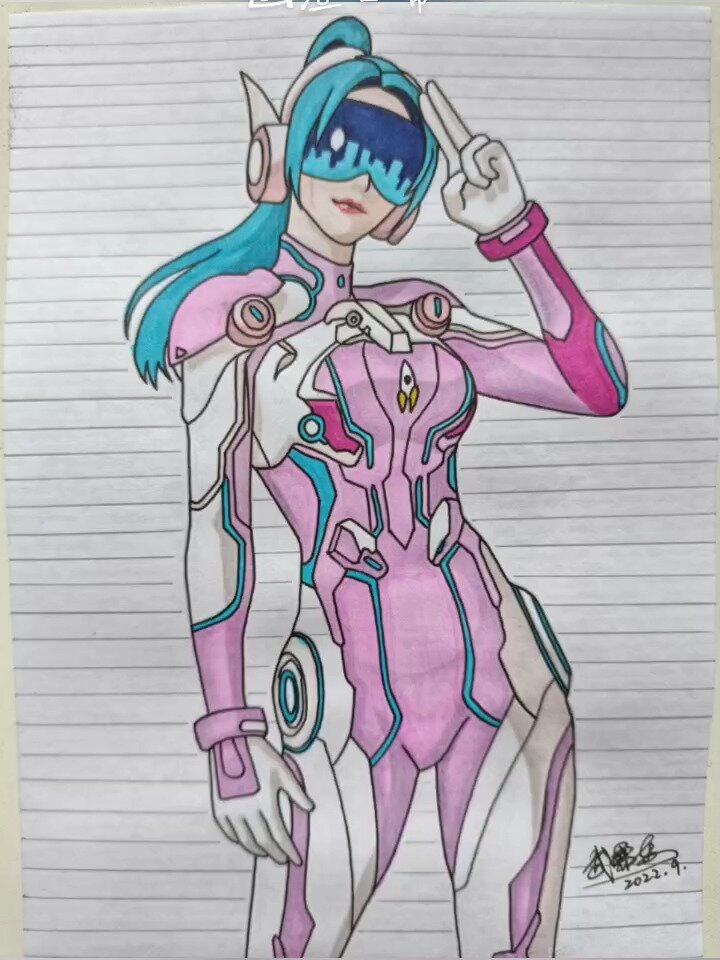和平精英吃鸡火箭少女马克笔手绘