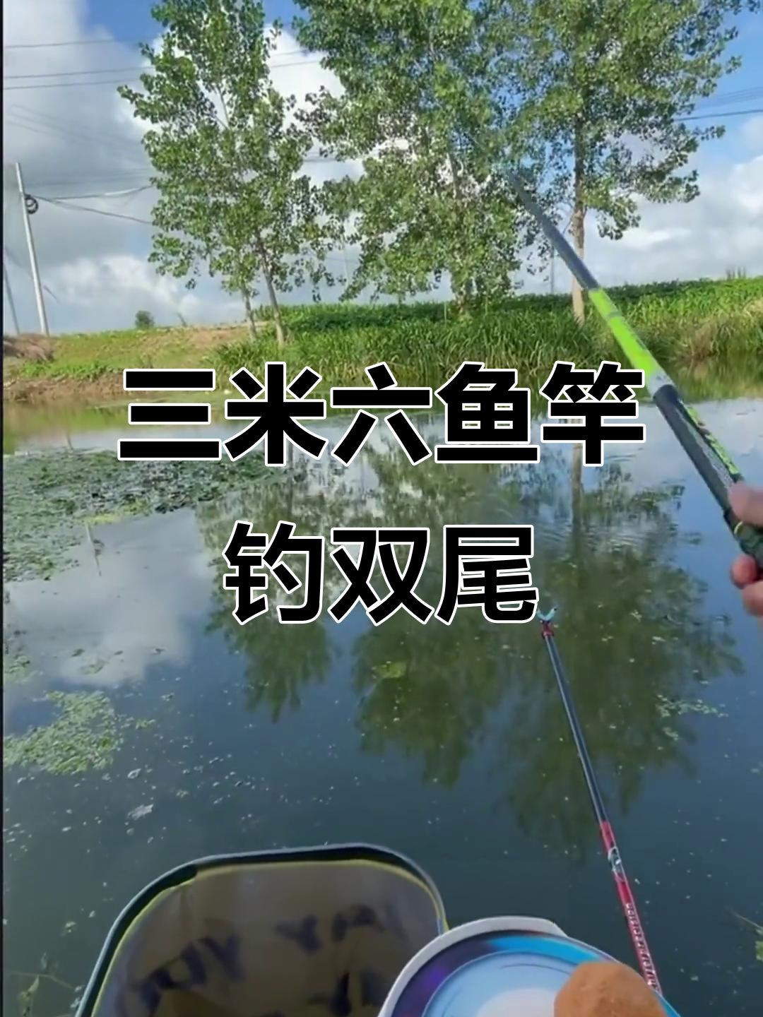 钓鱼达人分享野钓技巧,三米六鱼竿轻松中双尾