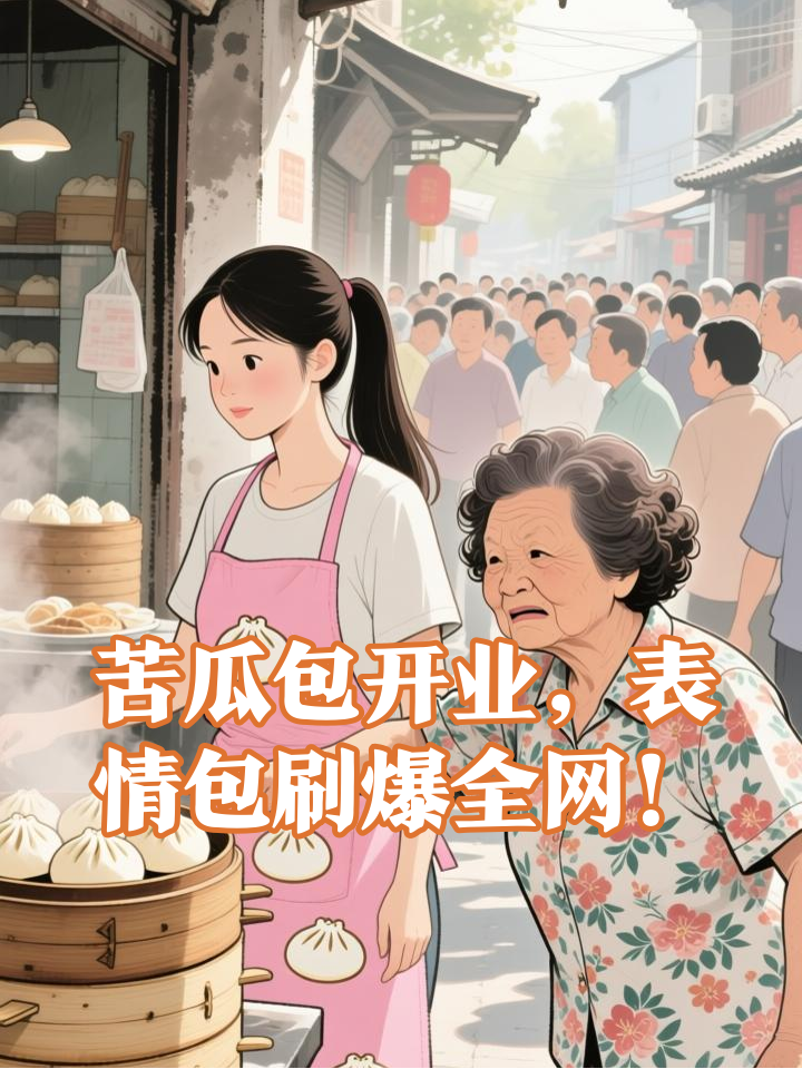 圆圆包子铺开张首日，苦瓜包苦出全网爆火表情包！