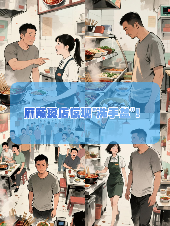 麻辣烫店员用选菜盆给孩子洗手搓灰 顾客：感觉很恶心