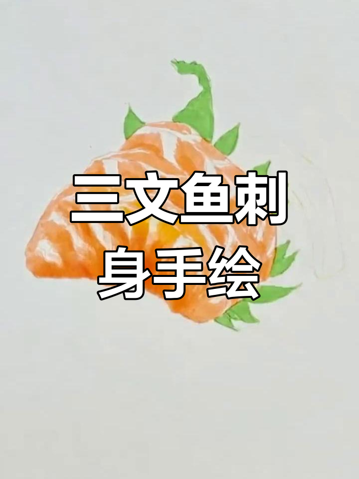 彩铅三文鱼刺身,简单又美味的手绘教程