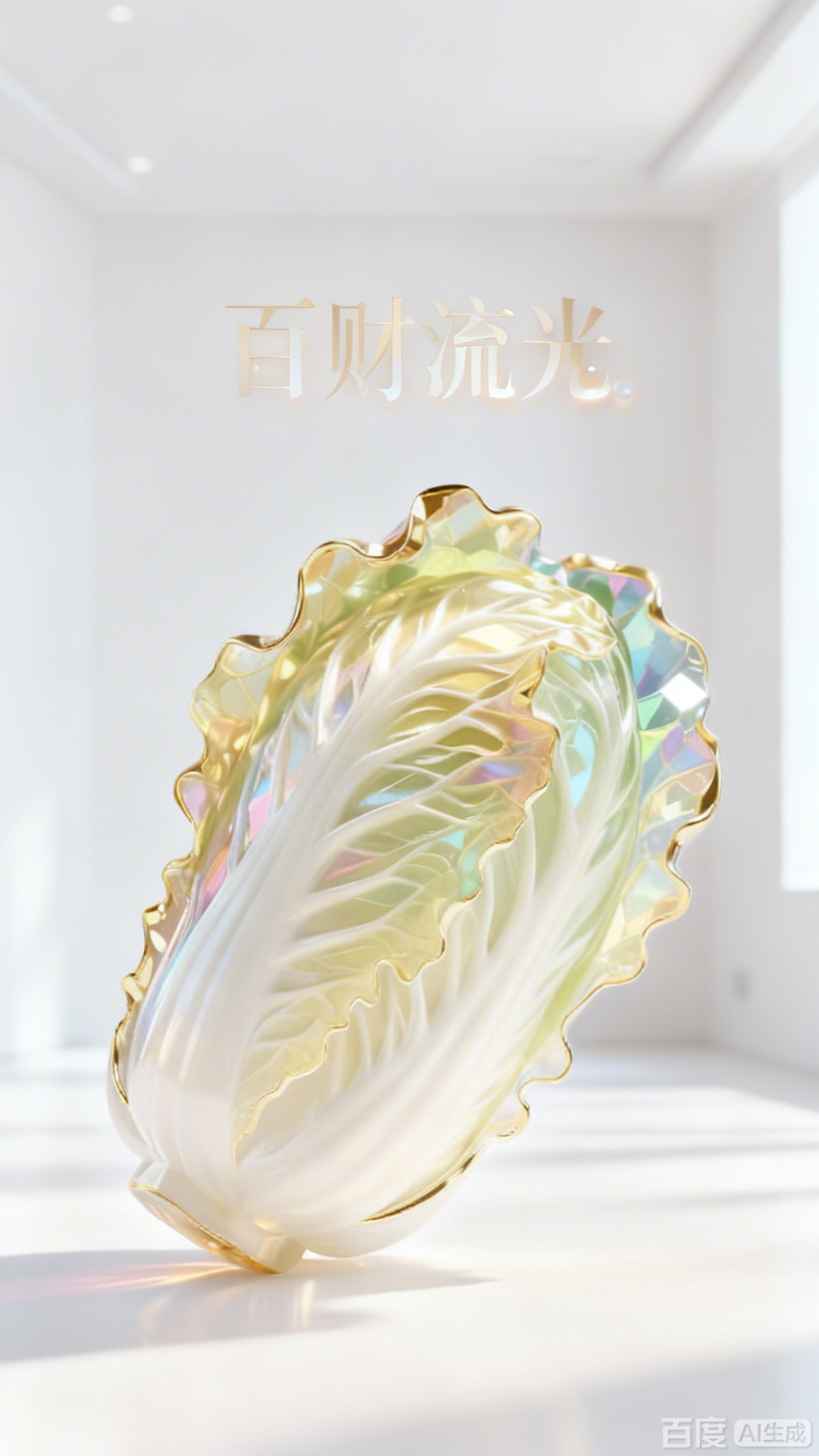 超写实水晶金边白菜艺术