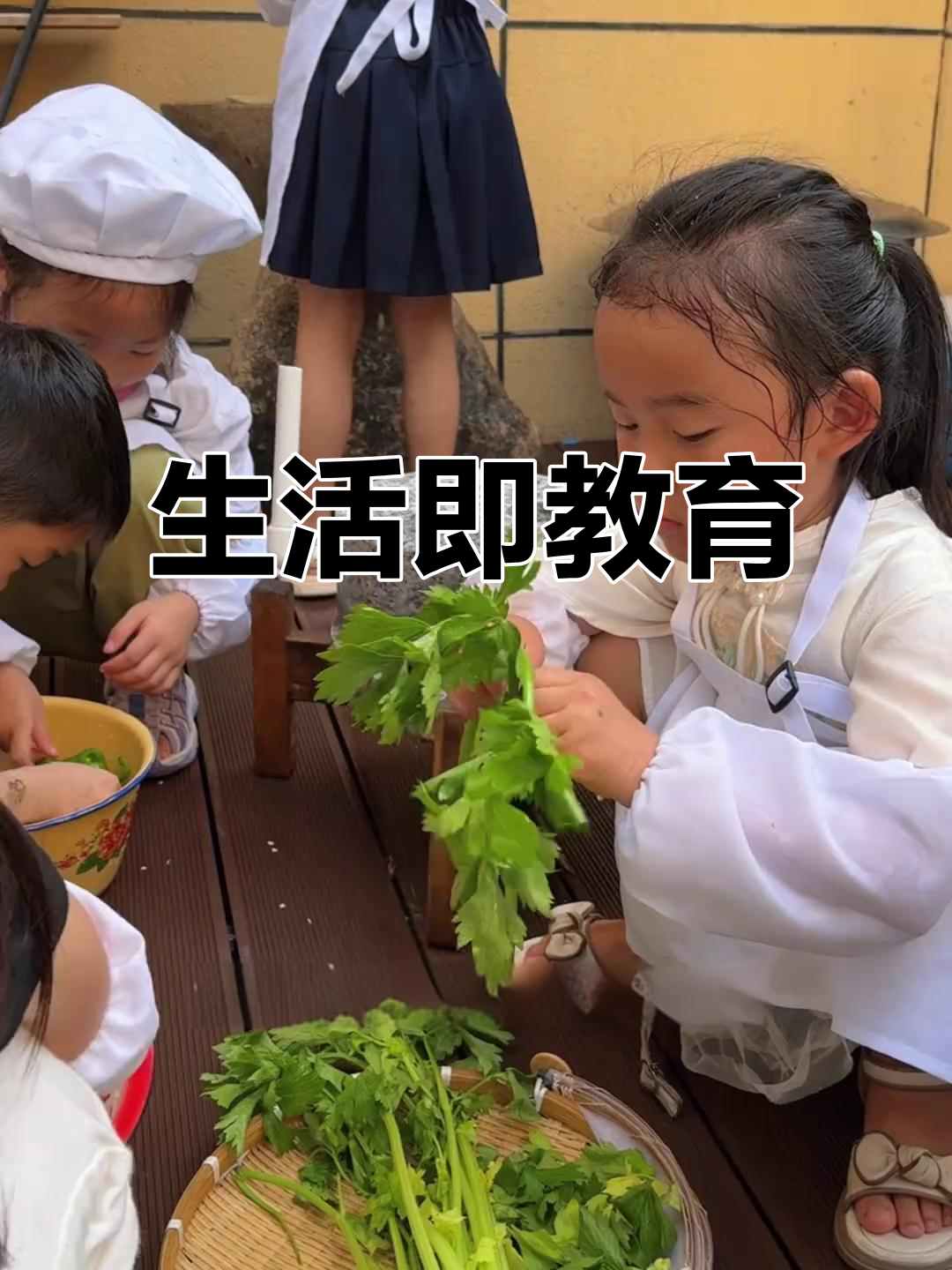 孩子们课后忙买菜,动手动脑,感受季节变化与文化习俗