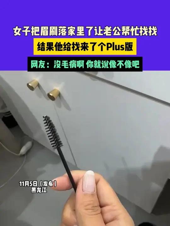 11月5日(发布)黑龙江,女子把眉刷落家里了让老公帮忙找找,结果他给找来了个Plus版,网