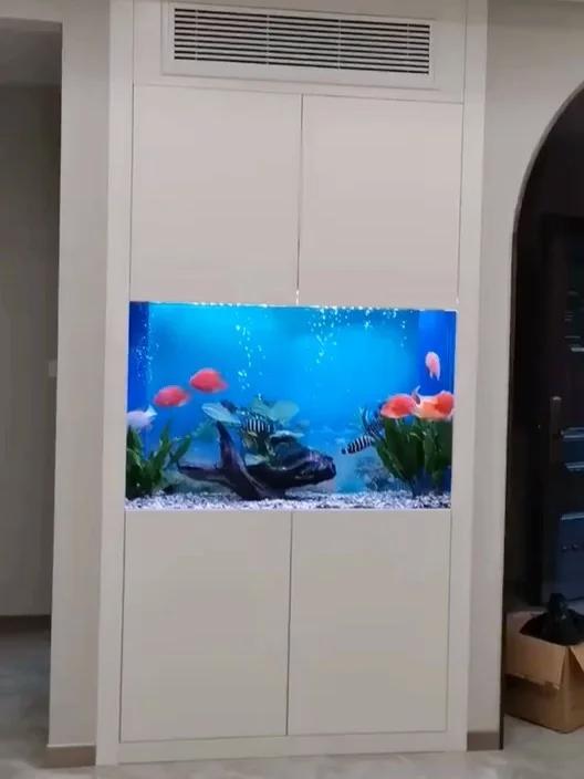 嵌入式鱼缸定做设计 定制鱼缸镶嵌鱼缸