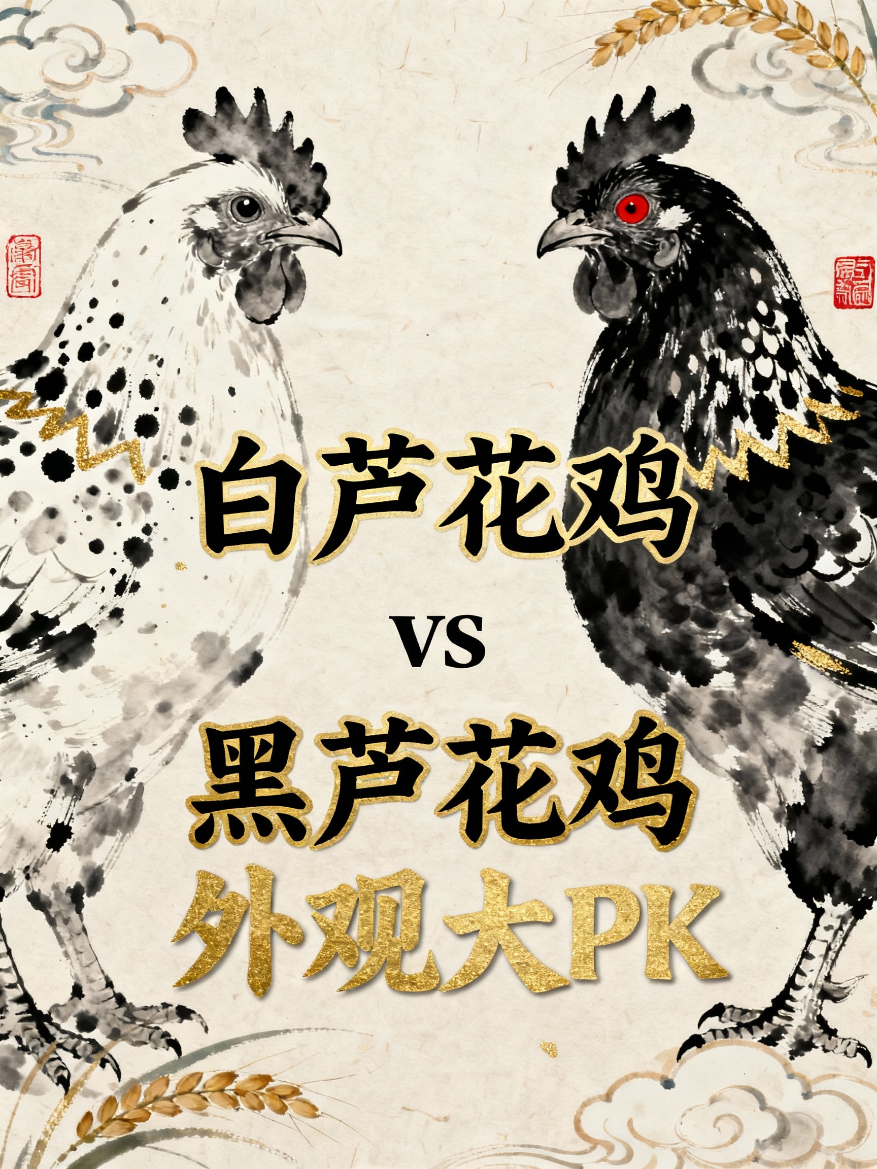 白芦花鸡与黑芦花鸡外观大PK
