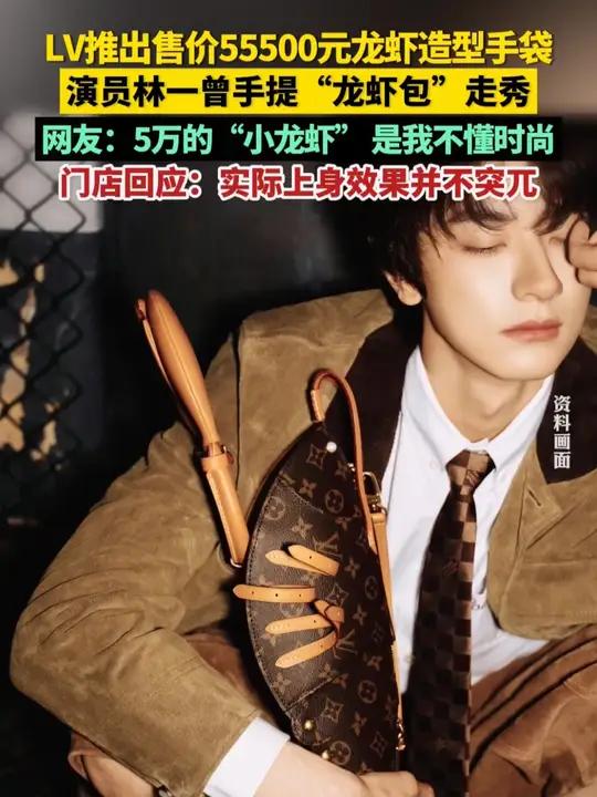 ！演员林一曾手提“龙虾包”走秀，表示很喜欢这款设计造型。网友：5万的“小龙虾” 是我不懂时