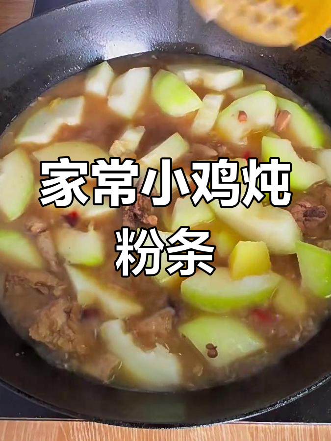小鸡土豆冬瓜炖粉条,家常下饭美味满满