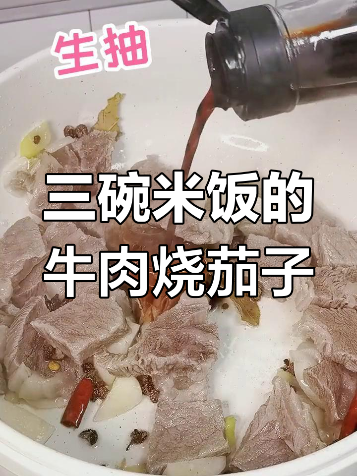 牛肉炖茄子,三碗饭的搭配