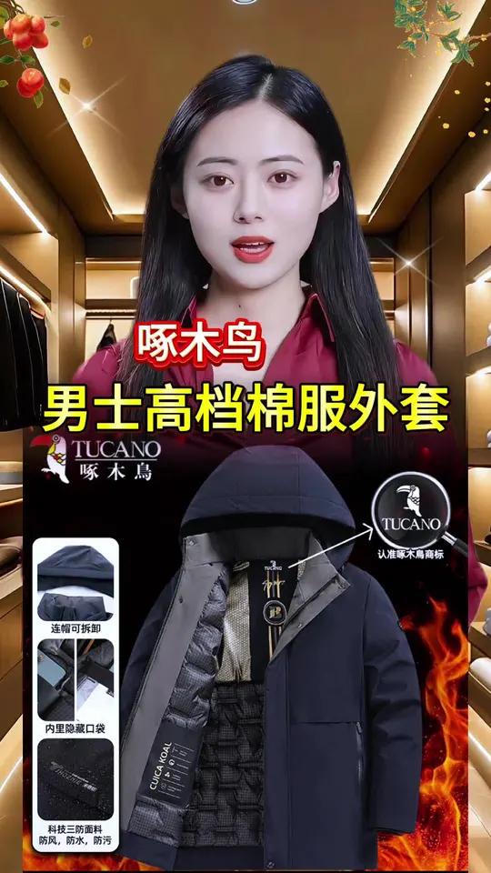 木鸟冬季外套男款上班族男士棉服防寒服加厚可脱卸帽中年派克服 品质男装 棉衣棉服 保暖又好看