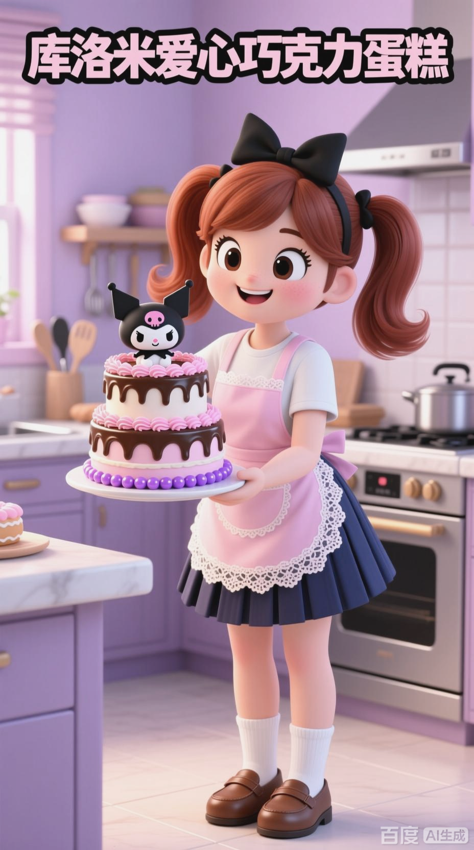 库洛米主题爱心巧克力蛋糕制作