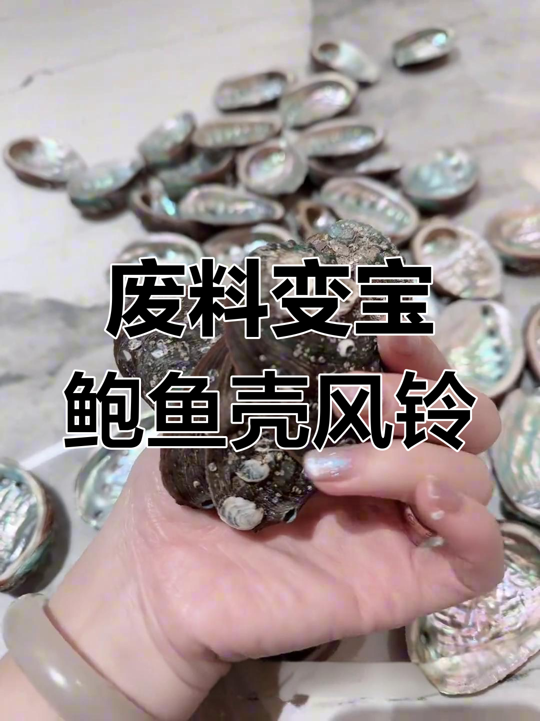 用吃席捡的鲍鱼壳做风铃,金属质感超强!