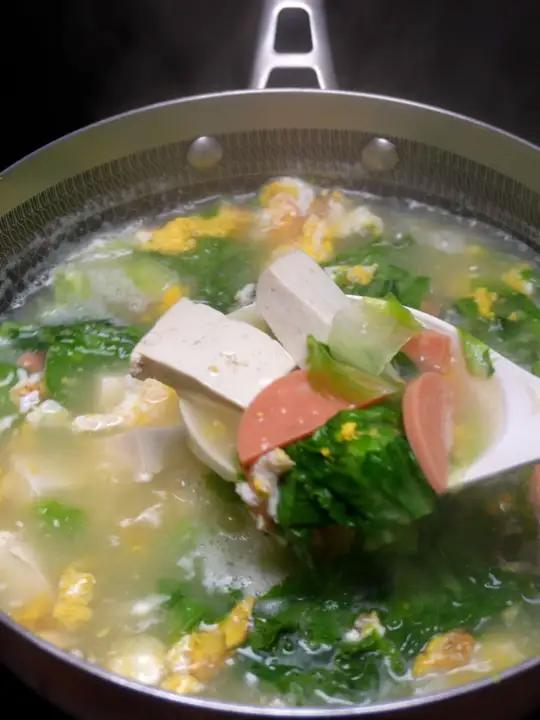 刷脂神汤,生菜鸡蛋豆腐汤