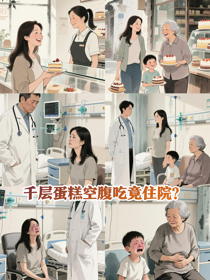 千层蛋糕空腹吃竟住院?店主回应引争议