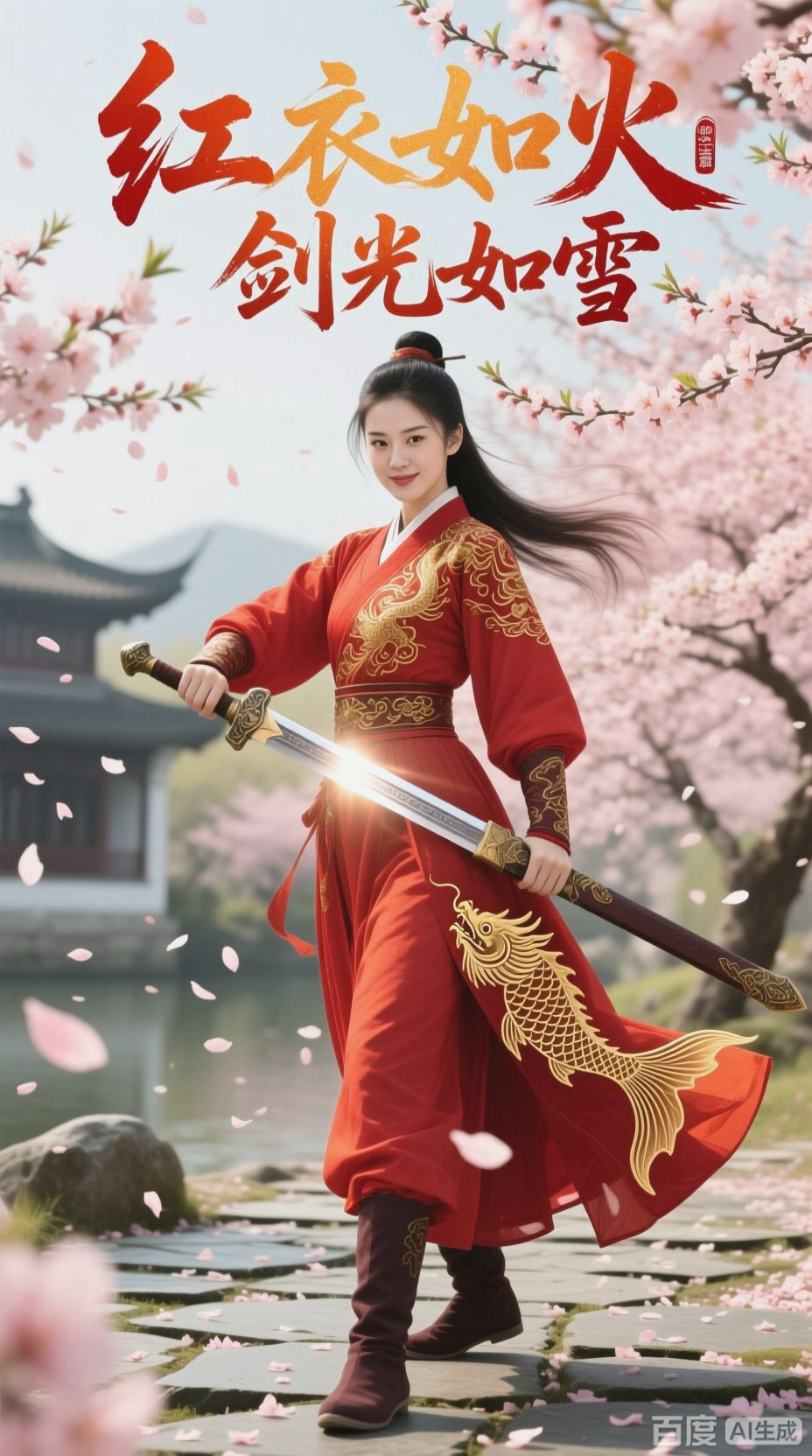 女侠拔剑,武侠风范尽显