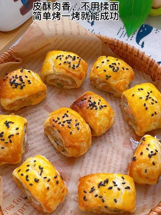 香酥小肉款卷,皮酥肉香,免揉面0失败