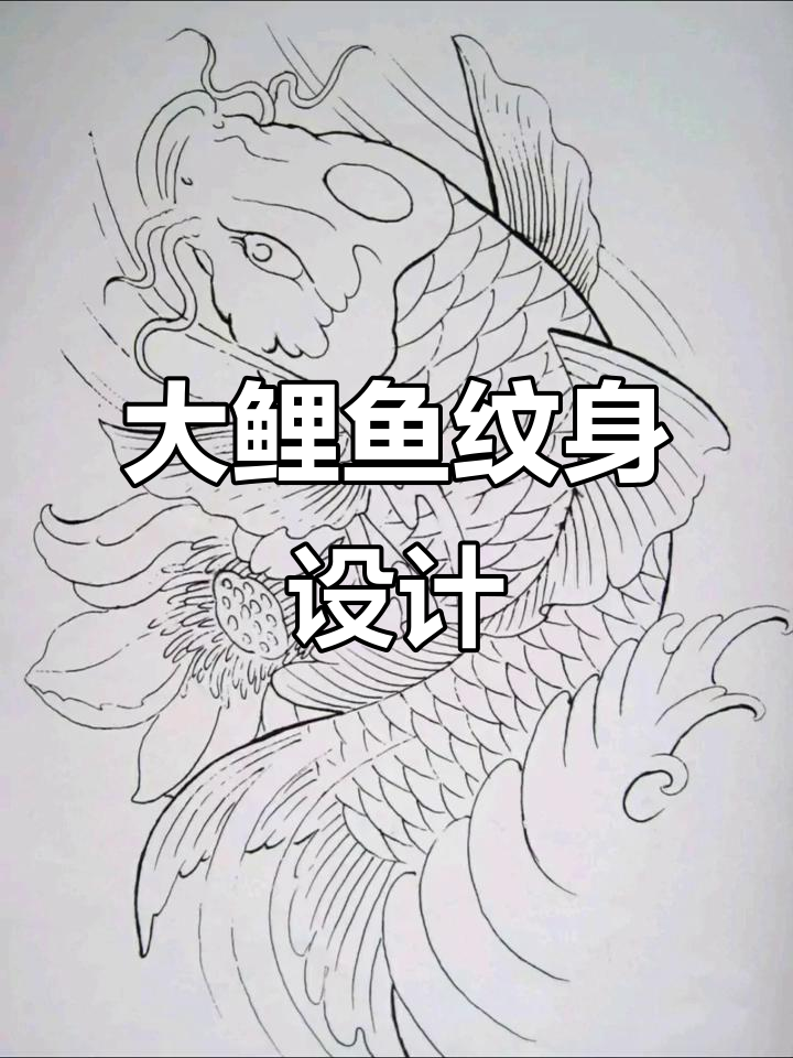 满背招财大鲤鱼纹身线稿，艺术与信仰的完美结合