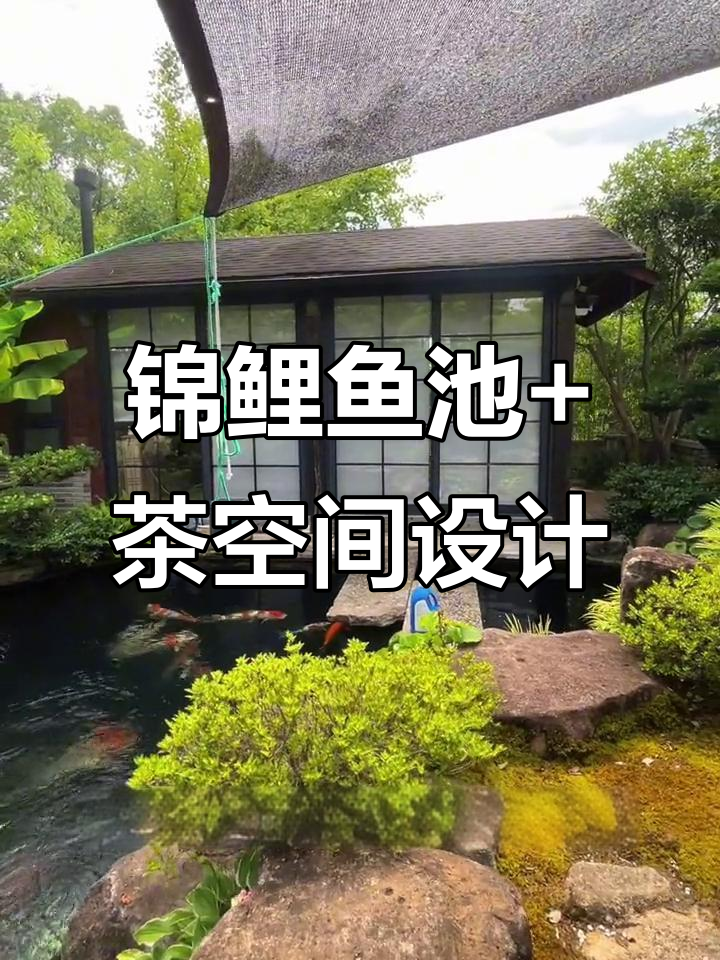 茶空间与锦鲤鱼池完美结合，打造私家花园的休闲天堂