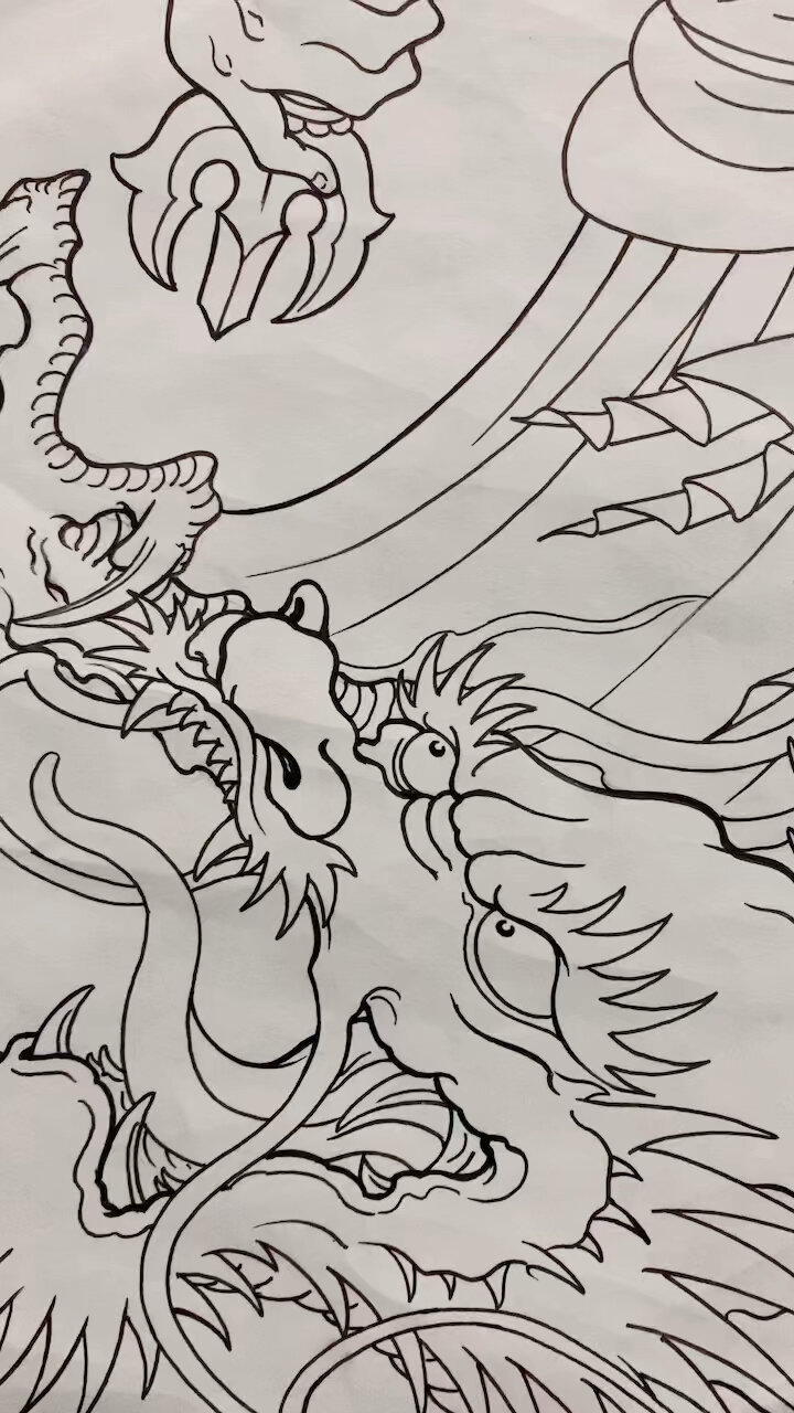 手绘不动明王龙白描