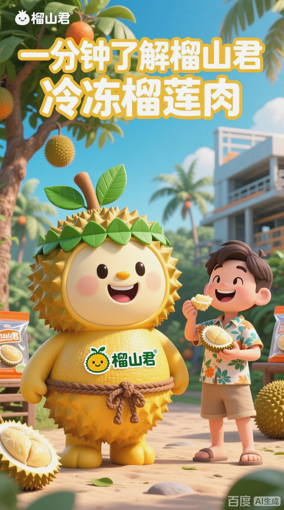 榴山君冷冻榴莲肉,自然树熟更香糯