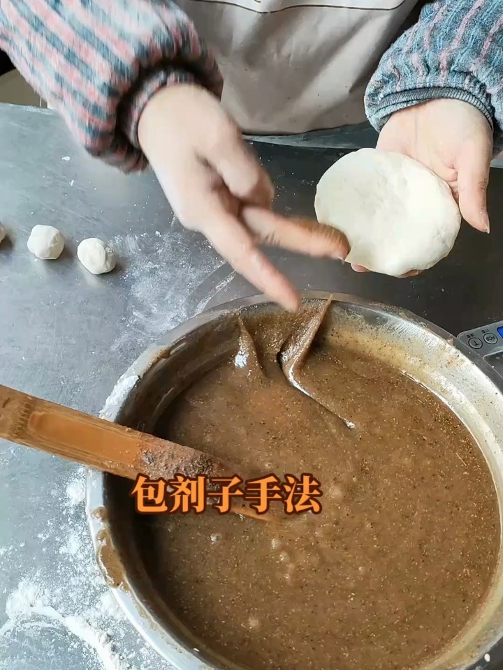 包剂子手法,芯的层次是这样包出来的烧饼技术 高炉烧饼做法