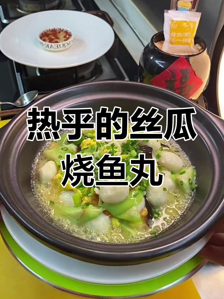 丝瓜鱼丸砂锅炖,热腾腾的家常美味
