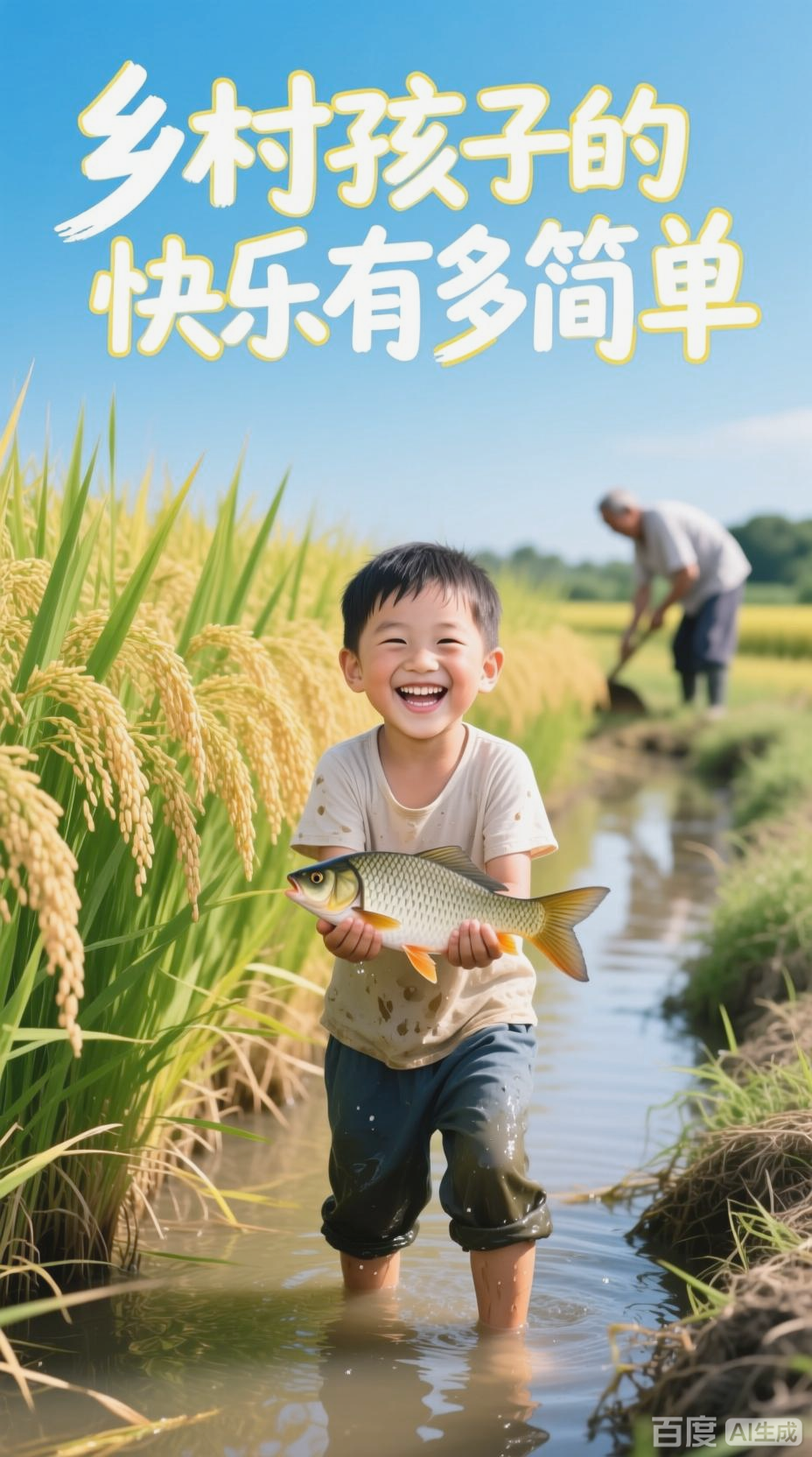 稻田捉鱼，绿色化肥双丰收