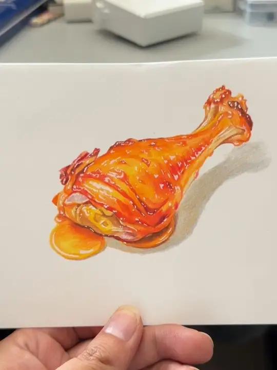 彩铅鸡腿画法