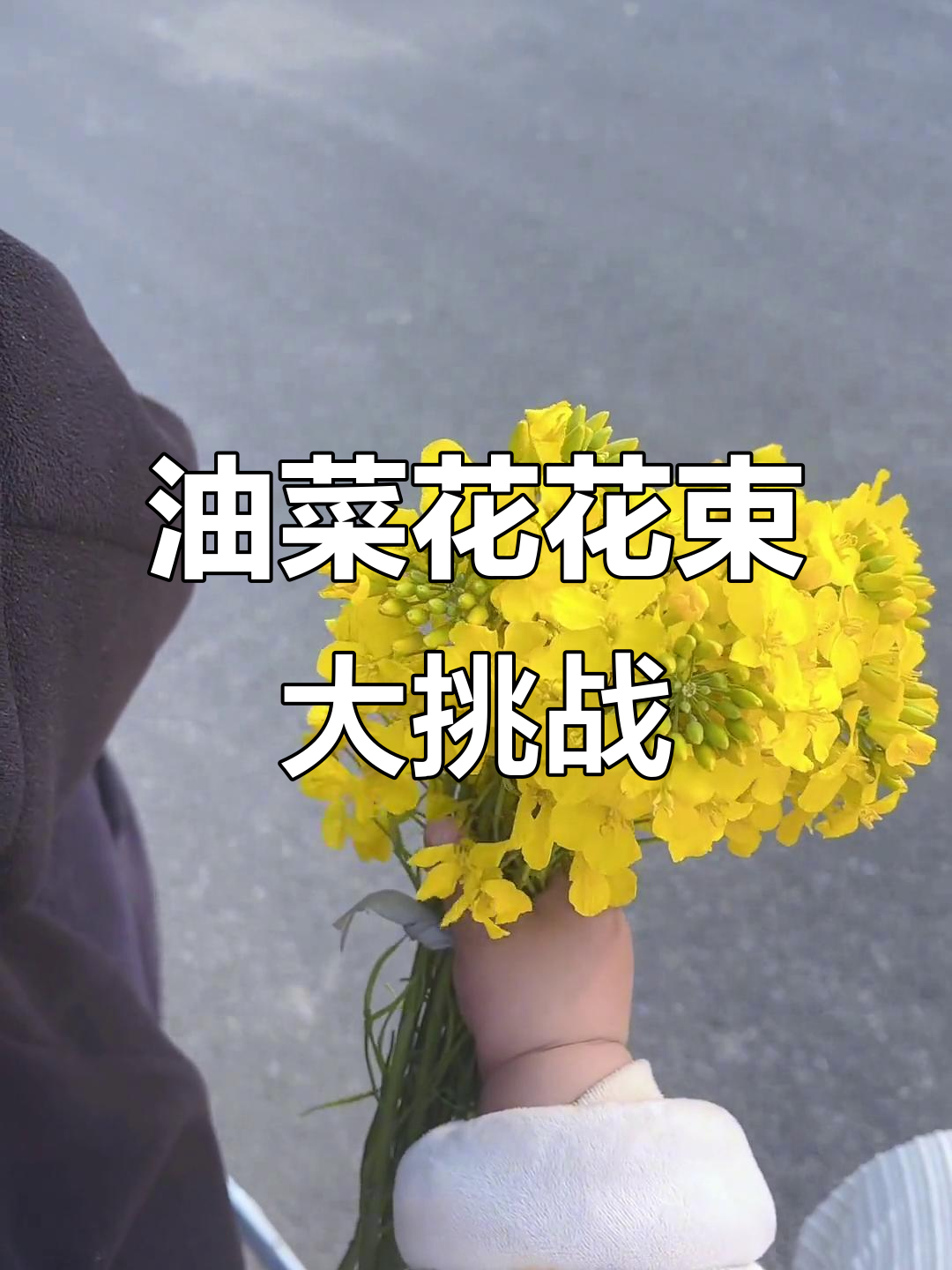 人类幼崽与油菜花的奇妙互动,花束超大的惊喜!