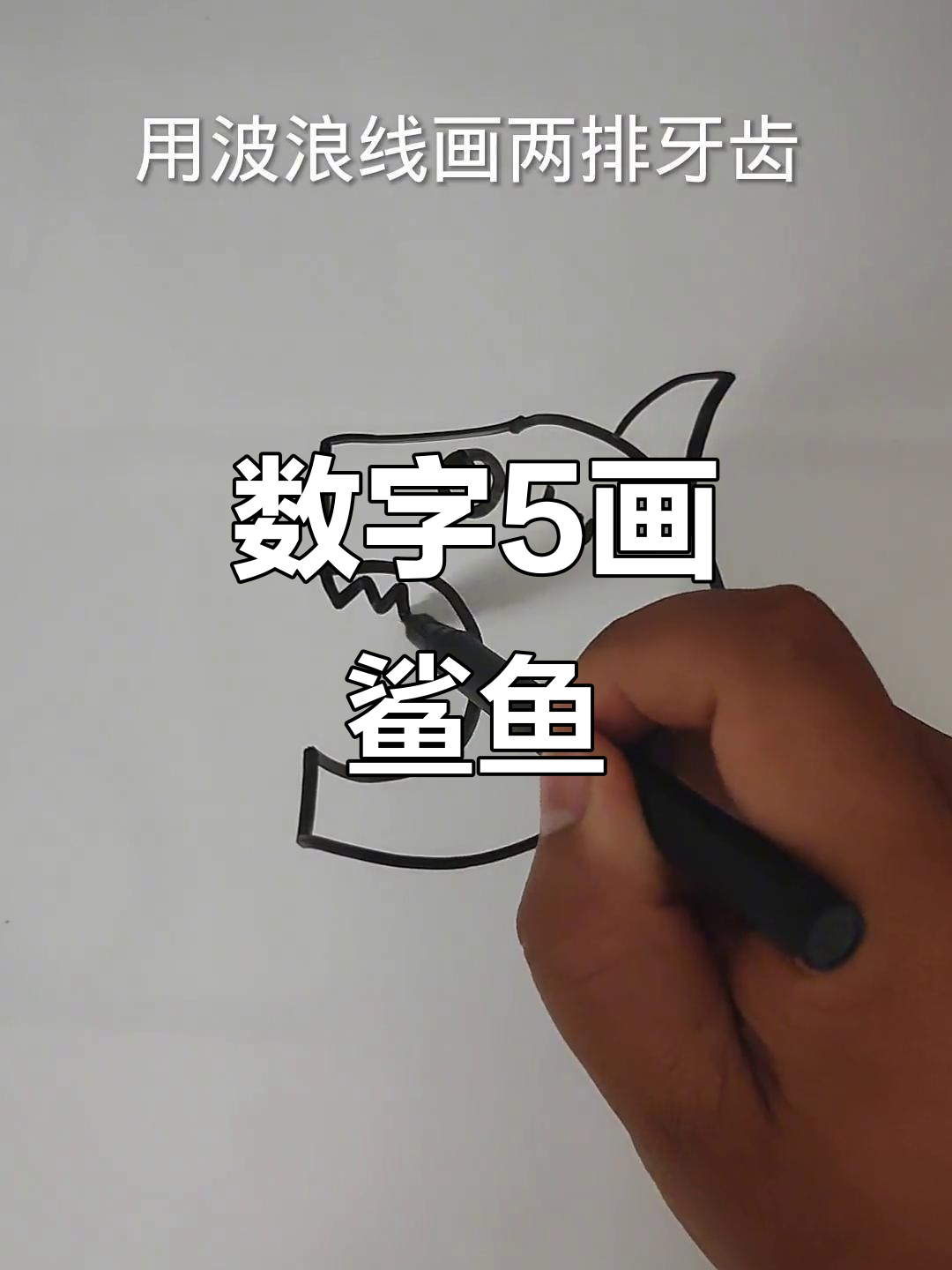 用数字5画大鲨鱼，简单又好玩！