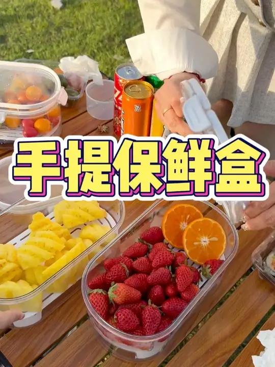 手提保鲜盒三 带上美食去春游野餐必备周末想带孩子去露营的,可一定要备上两个这样的手提保鲜盒