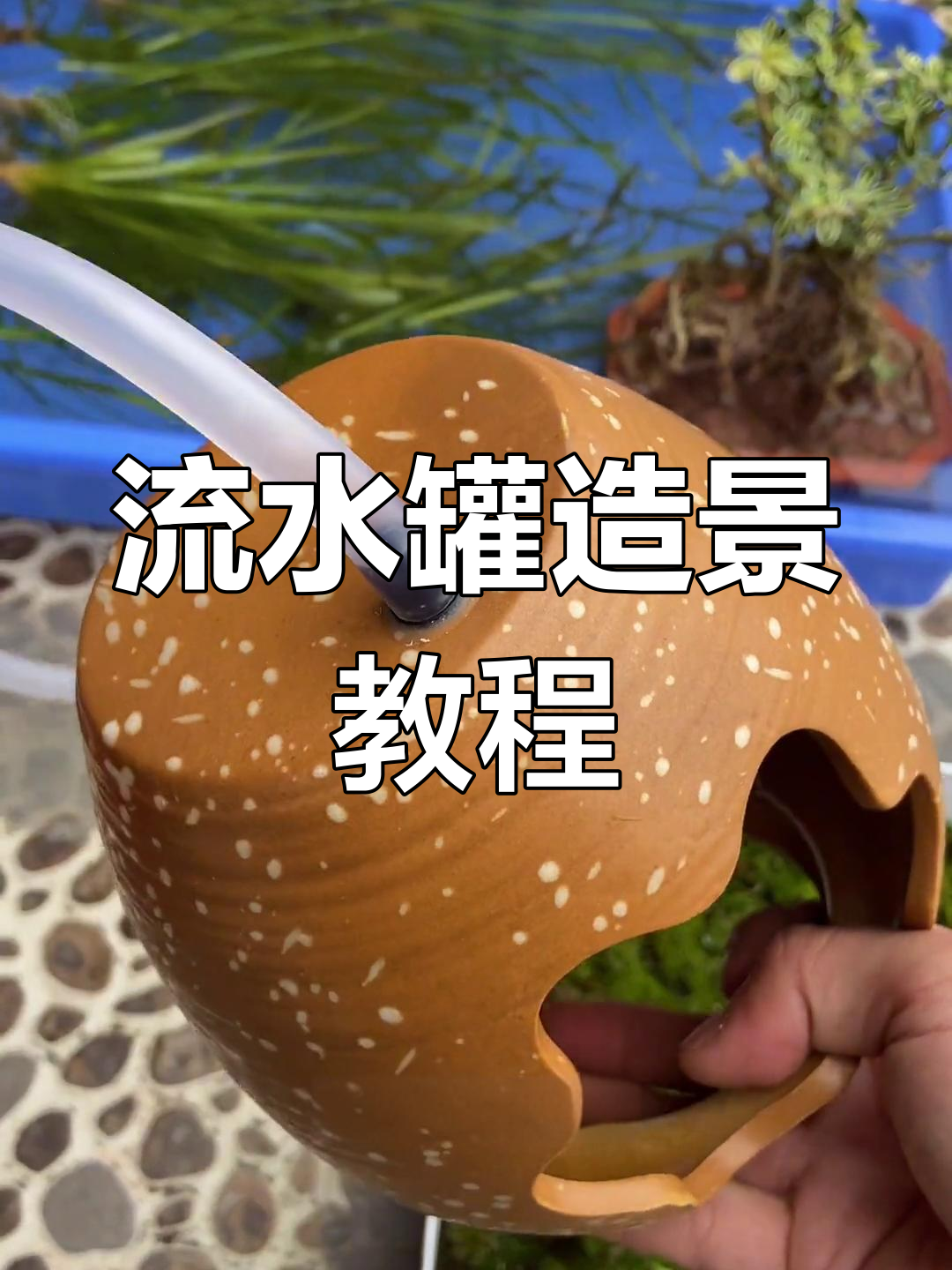 陶瓷流水罐造景全流程,打造自然生态鱼缸
