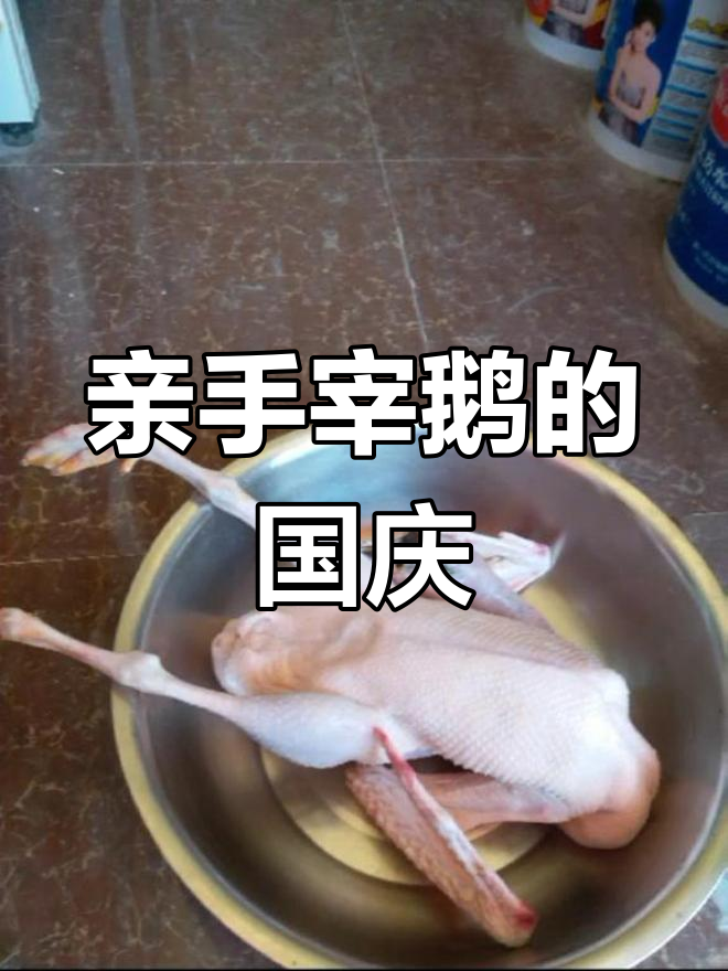国庆自己动手杀鹅,7斤重花了近百元,辛苦也值得!
