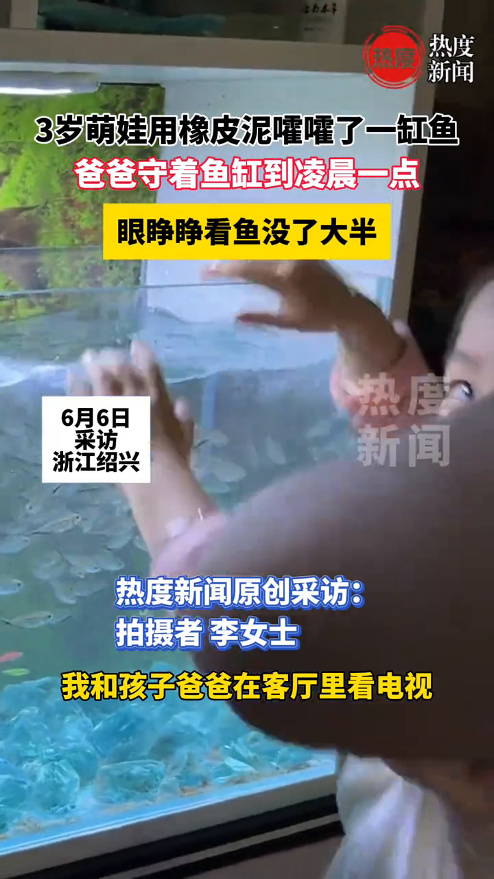 3岁萌娃用橡皮泥嚯嚯了一缸鱼,爸爸眼睁睁看鱼没了大半