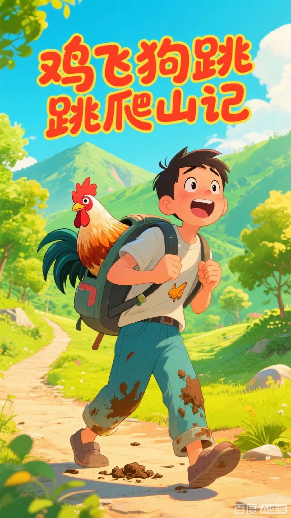 背着一只鸡爬山的搞笑视频