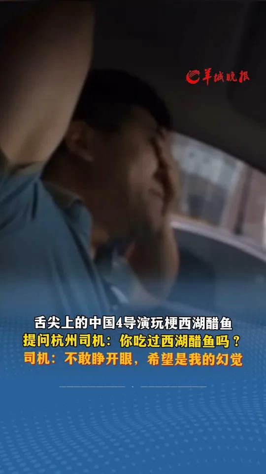 舌尖上的中国4导演玩梗西湖醋鱼 提问杭州司机:你吃过西湖醋鱼吗?司机:不敢睁开眼,希望是我